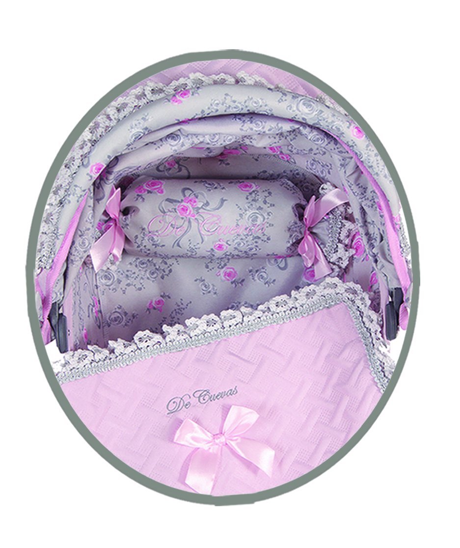 Коляска DeCuevas с сумкой и зонтом - Романтик, розовая, 65 см  