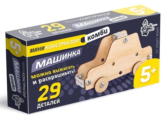 Конструктор из дерева и металла Машинка Конструктор из дерева и металла МашинкаДеревянный конструктор<br>Конструктор из дерева и металла Машинка<br>