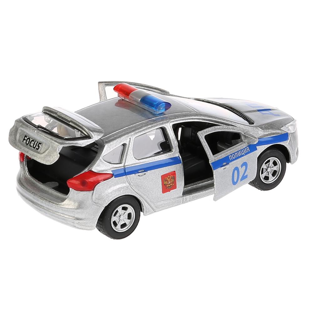 Металлическая инерционная машина – Ford Focus хэтчбек Полиция, 12 см, открывающиеся двери и багажник  