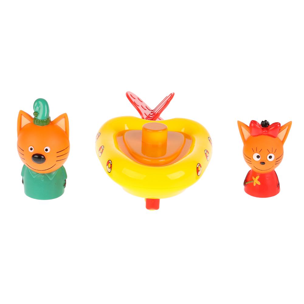 Игрушка пластизоль для ванны Три кота – Лодка, Компот, 7 см и Карамелька, 5 см  