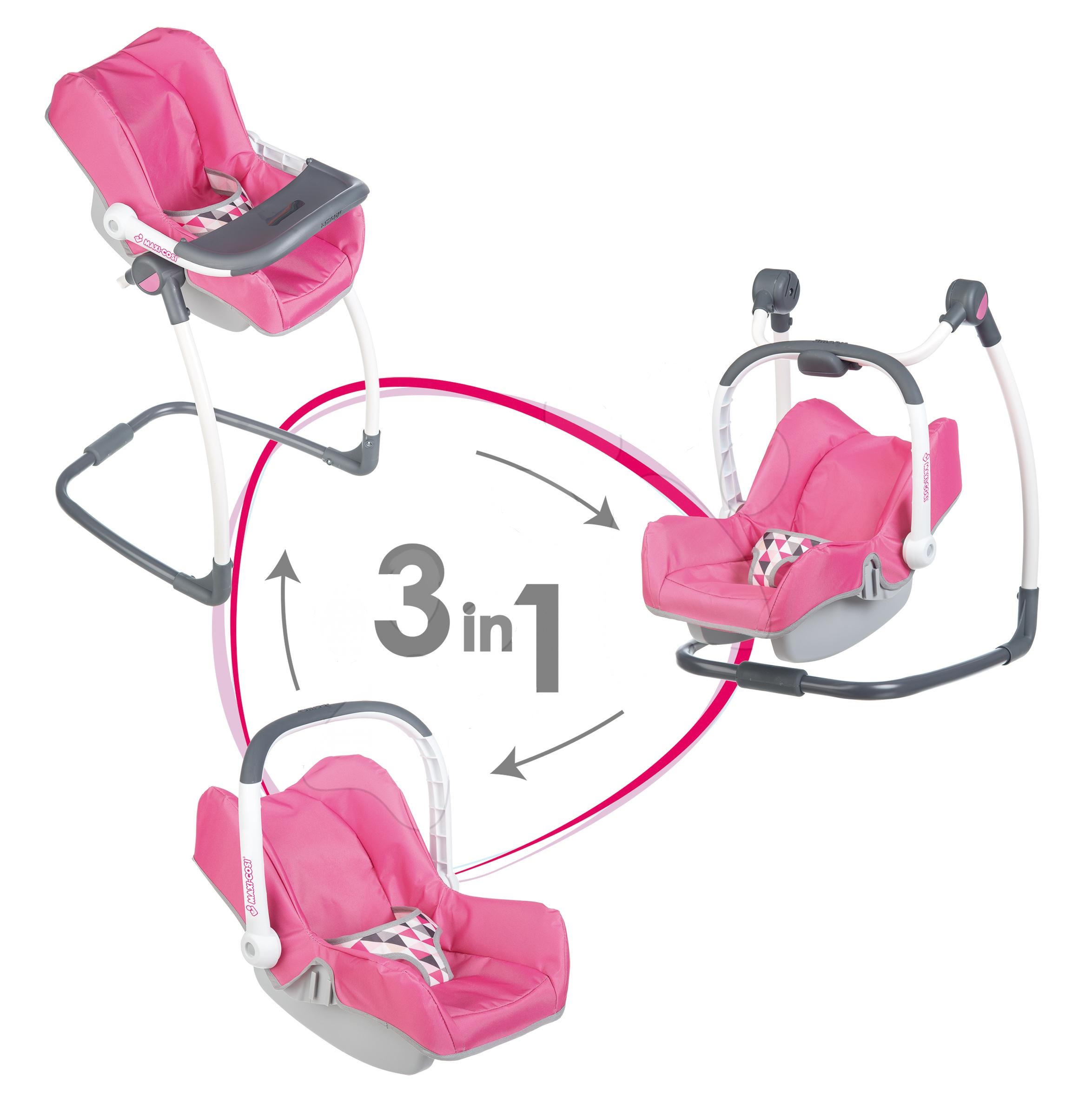 Smoby MC&Quinny 3 в 1: стульчик для кормления, качели и переноска Smoby MC&Quinny 3 в 1: стульчик для кормления, качели и переноскаКоляски для кукол<br>Smoby MC&Quinny 3 в 1: стульчик для кормления, качели и переноска<br>