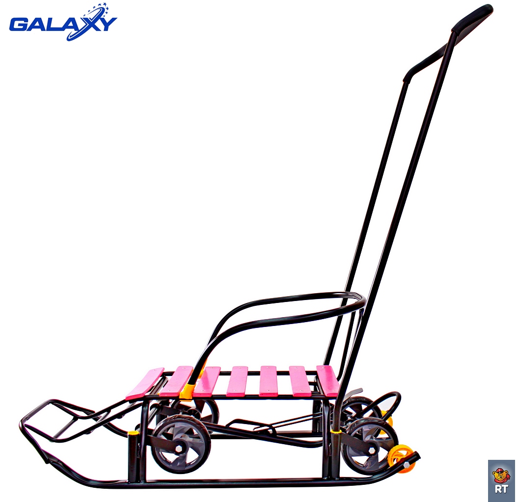 Снегомобиль Snow Galaxy Black Auto, розовые рейки на больших мягких колесах   