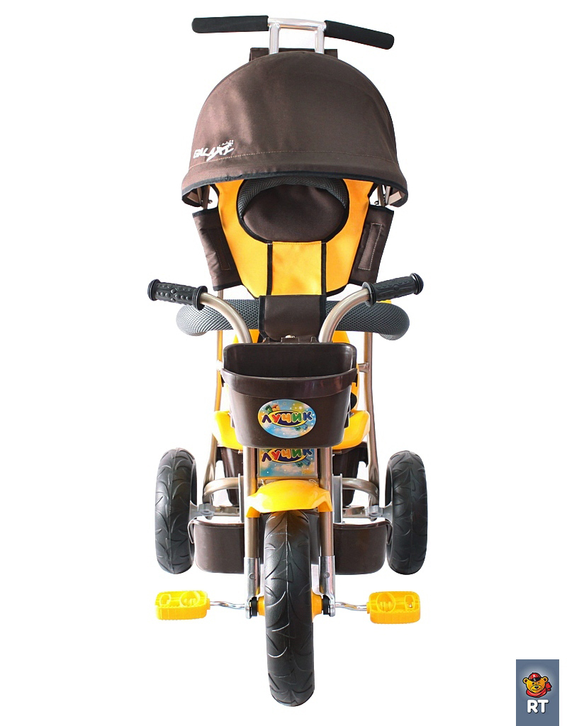 Л001 3-х колесный велосипед Galaxy - Лучик с капюшоном, коричнево-желтый  