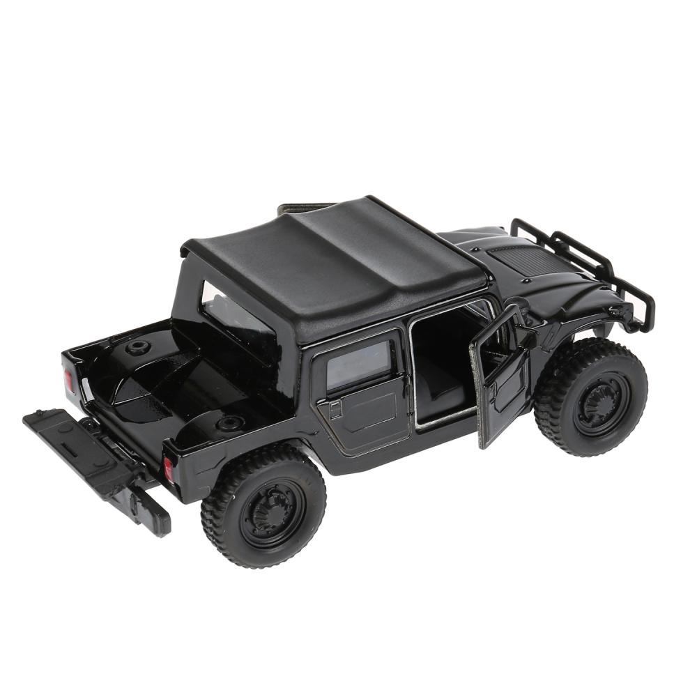 Модель Hummer H1 пикап, черный, 12 см, открываются двери, инерционный -WB) 