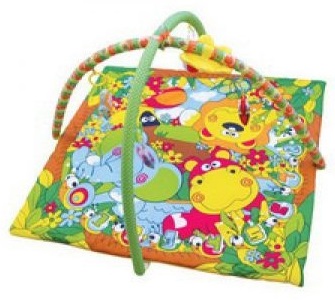 Детский игровой коврик с погремушками на подвеске в сумке 