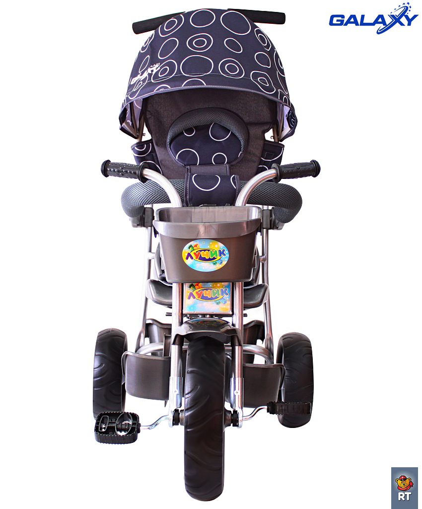 3-х колесный велосипед Galaxy Лучик Л001 с капюшоном, дизайн - круги на сером  
