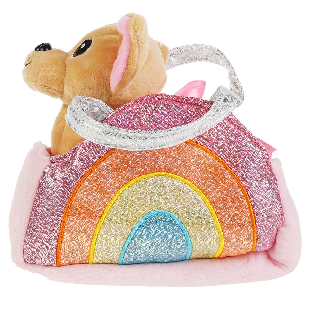 Мягкая игрушка Собачка в радужной сумочке 15 см  