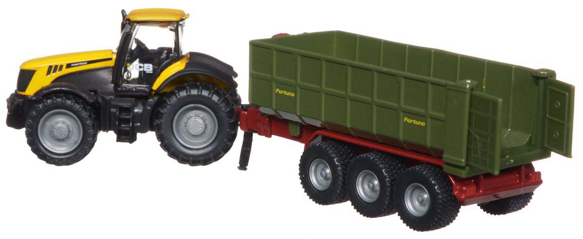 Игрушечная модель - Трактор с прицепом-кузовом, желтый, 1:87  