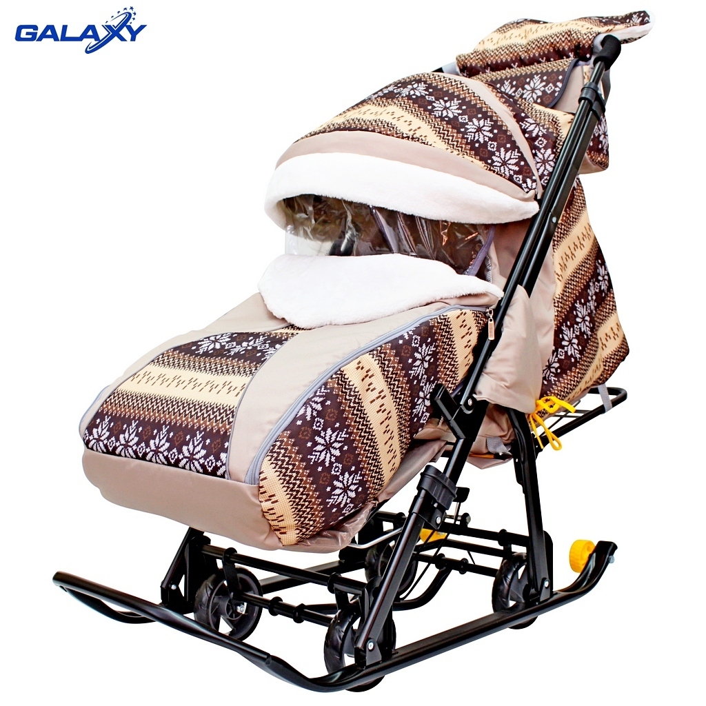 Санки-коляска Snow Galaxy Luxe, Скандинавия, коричневая, на больших мягких колесах c сумкой и муфтой
Санки-коляска Snow Galaxy Luxe, Скандинавия, коричневая, на больших мягких колесах c сумкой и муфтой