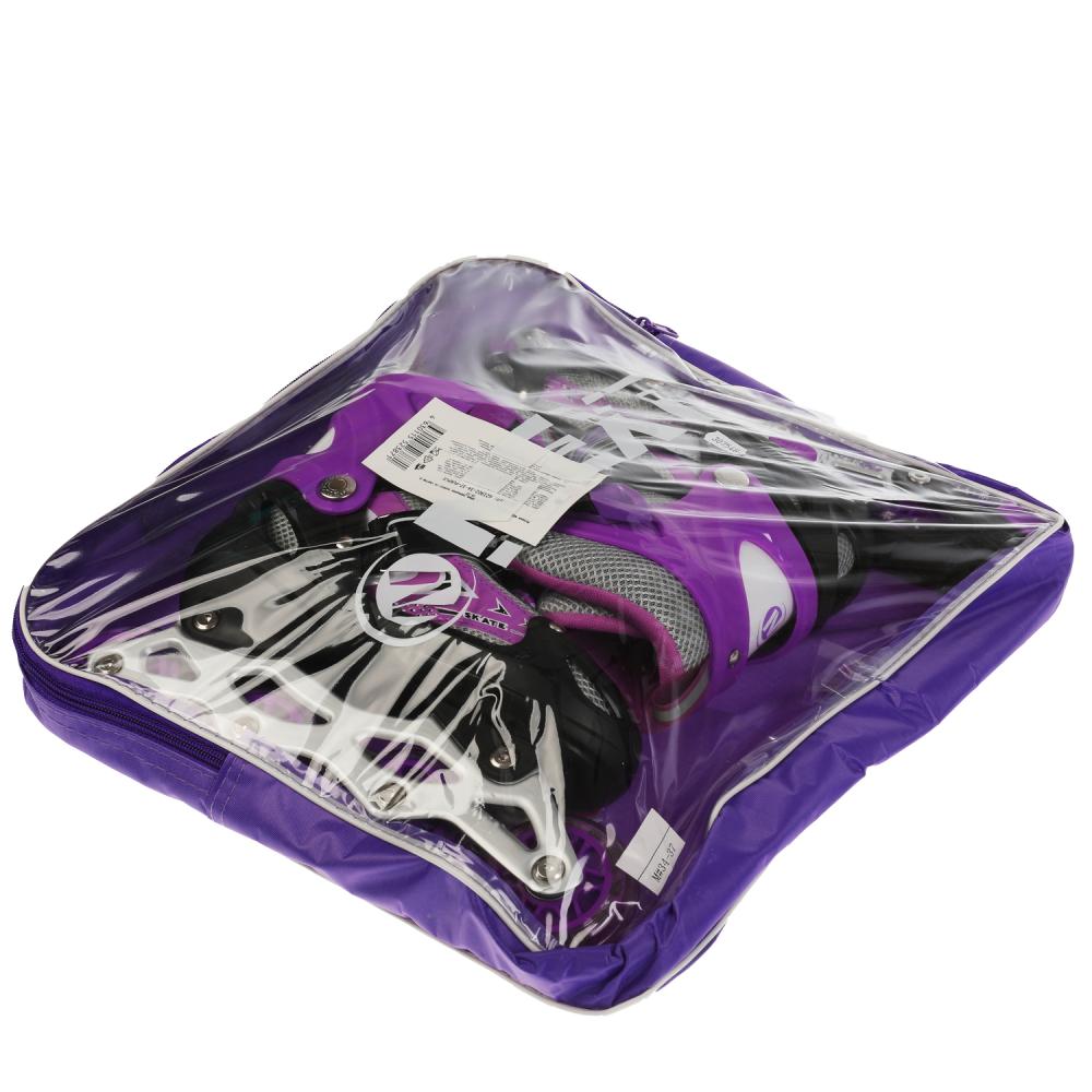 Раздвижные ролики Next со светом размер 34-37 в сумке фиолетовые  