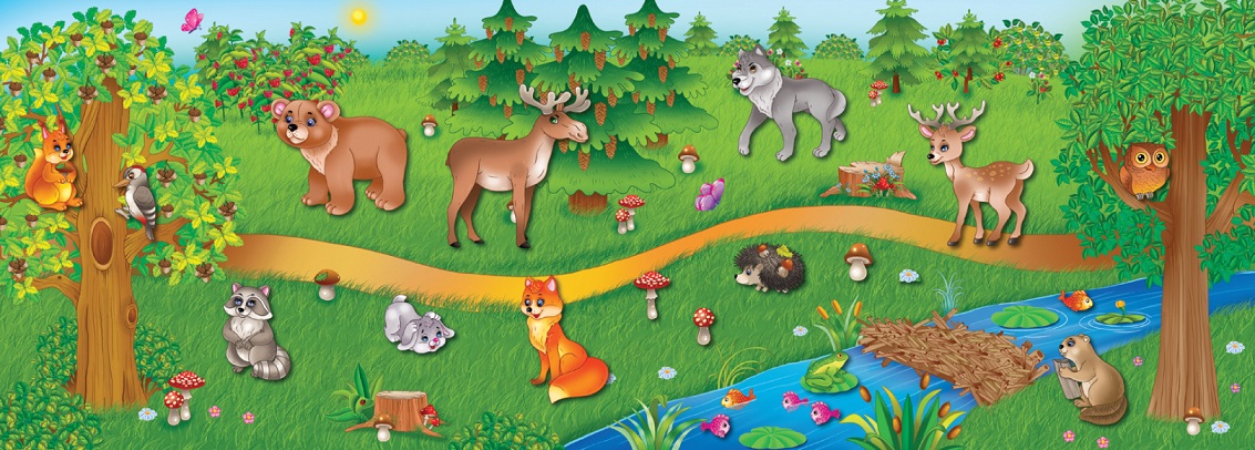 Книга панорамка-игра Лесные животные  