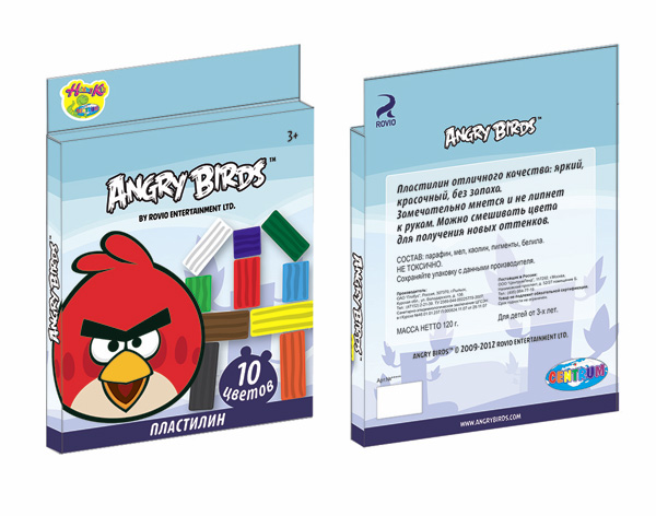 Пластилин Angry Birds, 10 цветов, 200 г  