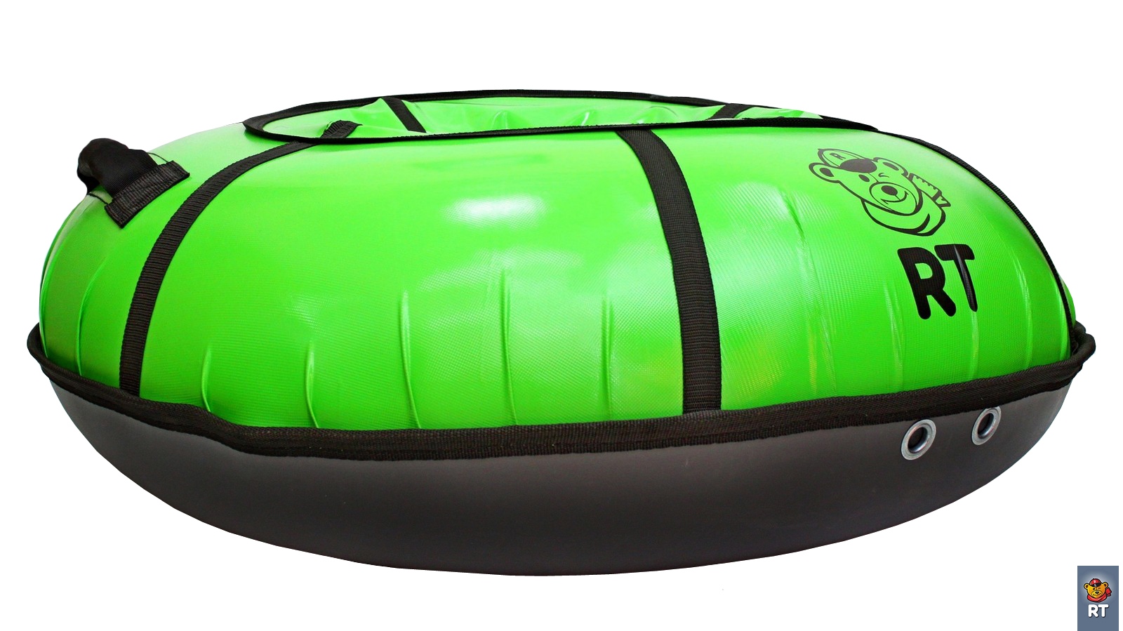 Санки надувные с пластиковым дном – Тюбинг, зеленый, 100 см  