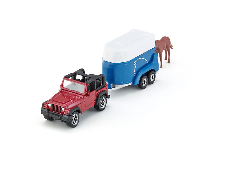 Игрушечная модель - Джип с трейлером для перевозки лошадей  