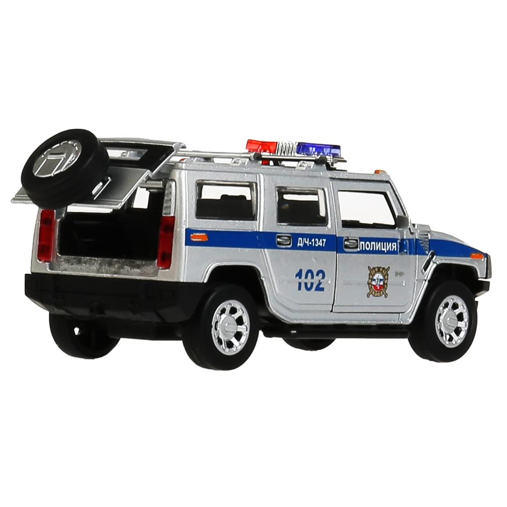 Машина Полиция Hummer h2 12 см серебристая двери и багажник открываются металлическая инерционная  