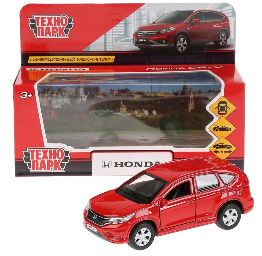 Машина металлическая Honda CR-V, 12 см, открываются двери, инерционная, красная  