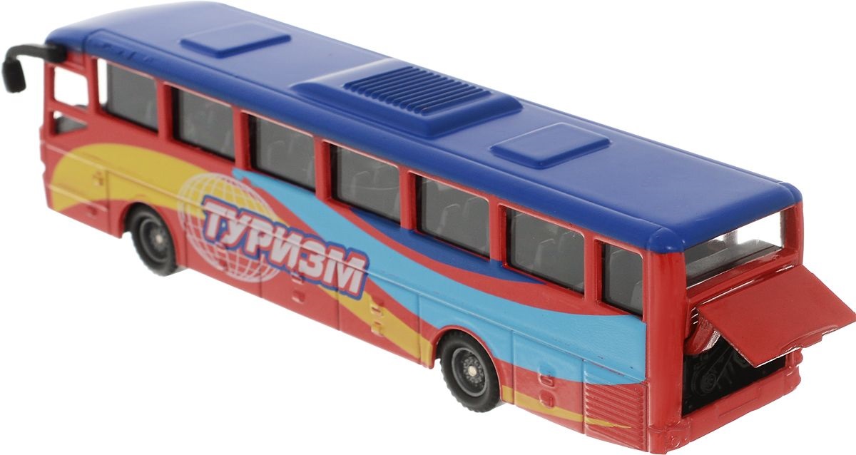 Инерционная металлическая модель - Рейсовый автобус, 15 см  