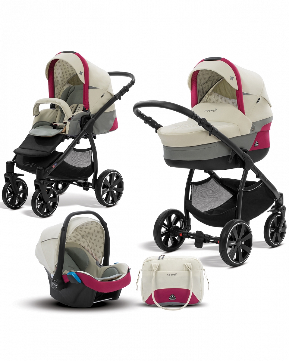 Коляска детская Noordi Polaris SP 3/1, бежевая с красным Коляска детская Noordi Polaris SP 3/1, бежевая с краснымДетские коляски 2 в 1<br>Коляска детская Noordi Polaris SP 3/1, бежевая с красным<br>