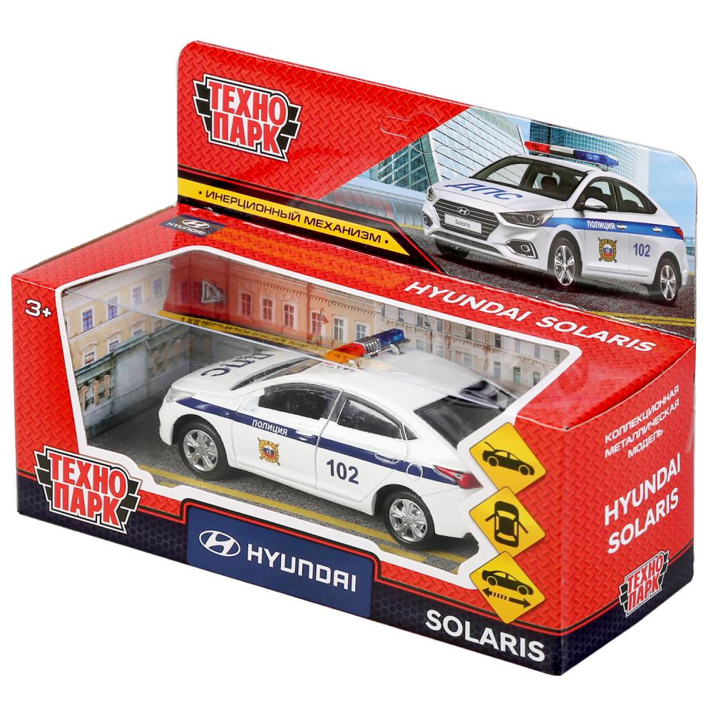 Инерционная металлическая модель - Hyundai Solaris – Полиция, 12 см, цвет белый  