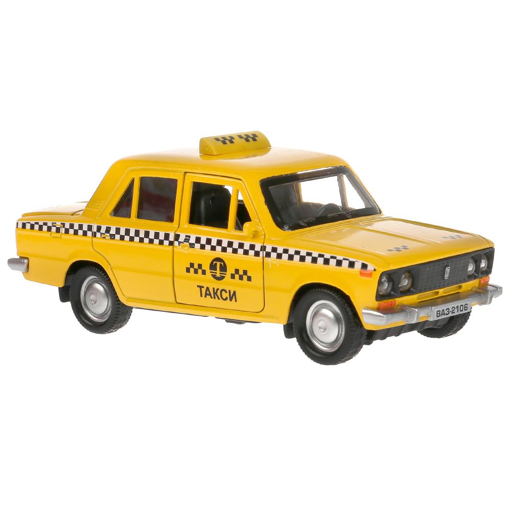 Инерционная металлическая модель - Ваз-2106 жигули - Такси 12 см, цвет желтый  