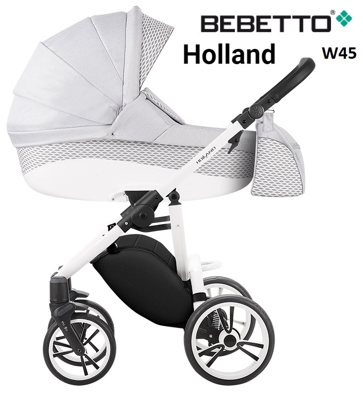 Детская коляска Bebetto Holland New 2 в 1, шасси белый/Bia, цвет - W45  
