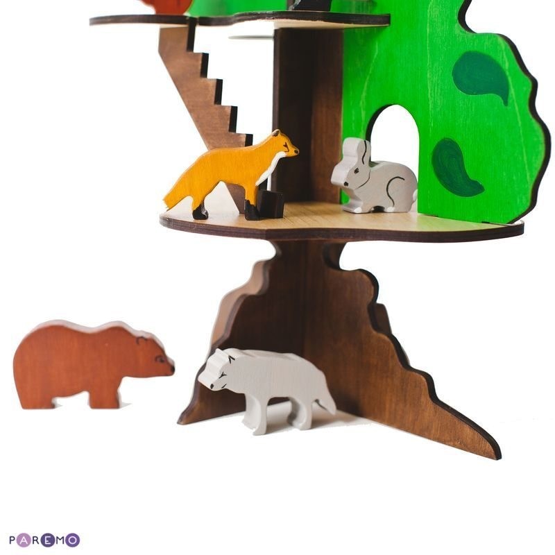 Игрушка-конструктор - Дом-дерево с 6 фигурками животных  