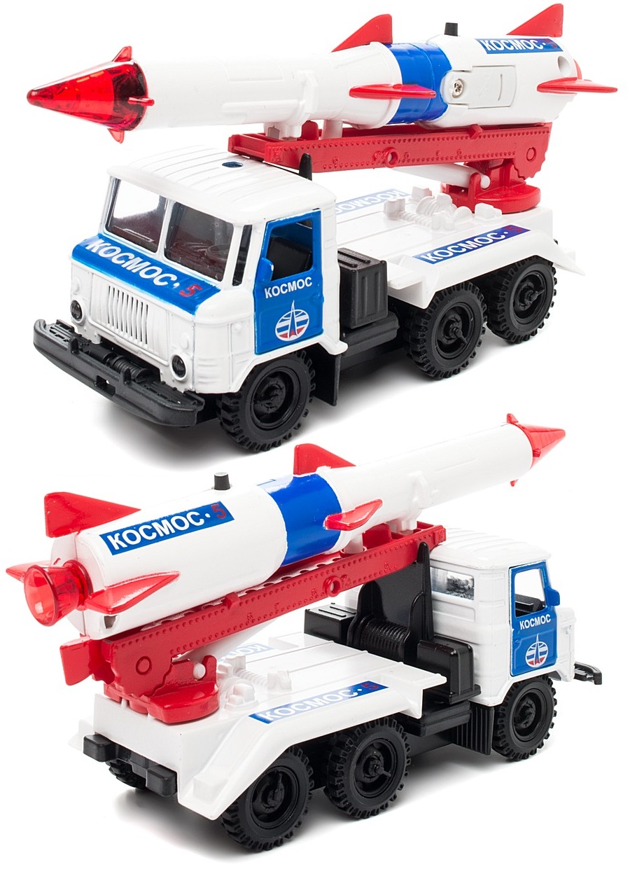 Машина металлическая инерционная ГАЗ 66 с ракетой – Космос, 1:43, со световыми и звуковыми эффектами
Машина металлическая инерционная ГАЗ 66 с ракетой – Космос, 1:43, со световыми и звуковыми эффектами