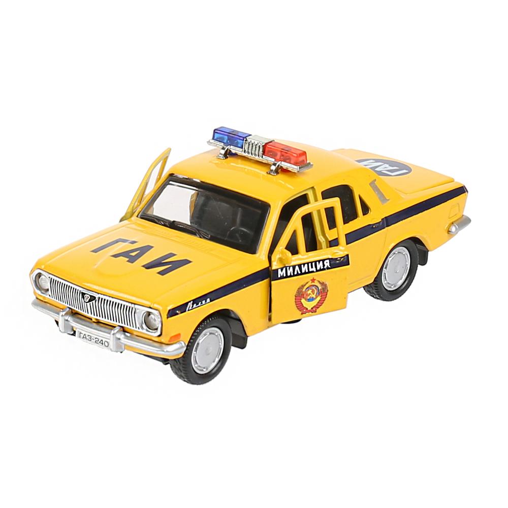 Машина Полиция Газ-2401 Волга 12 см желтая со светом и звуком металлическая инерционная  
