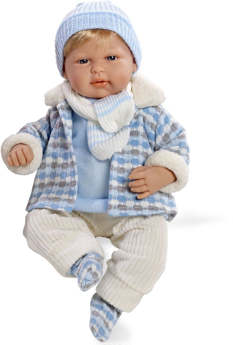 Интерактивная кукла мальчик из серии Elegance в теплой курточке, с соской, смеется, 45 см.  