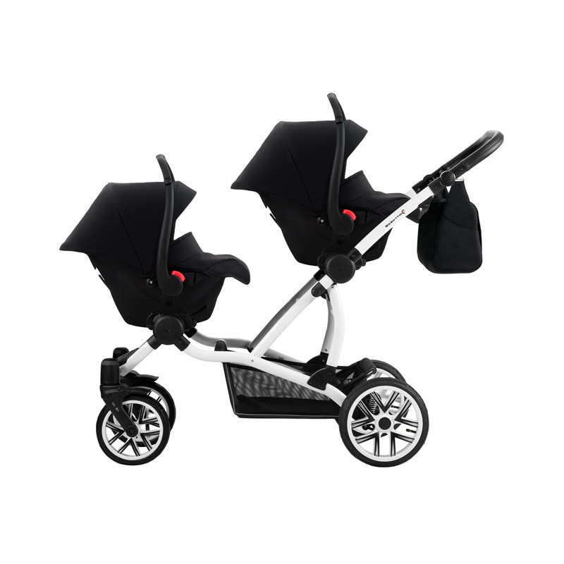 Модульная детская коляска 2 в 1 для двойни Bebetto 42 - шасси белая/BIA - W1  
