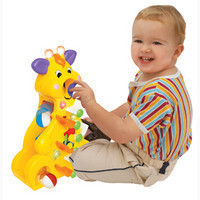 Интерактивная развивающая игрушка Забавный жираф с машинкой  