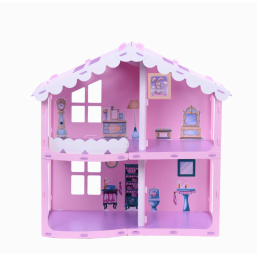 Домик с мебелью для кукол - Анжелика, розово-сиреневый  