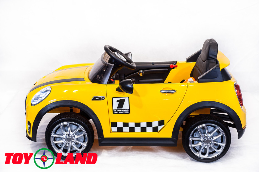 Электромобиль Mini Cooper желтый  