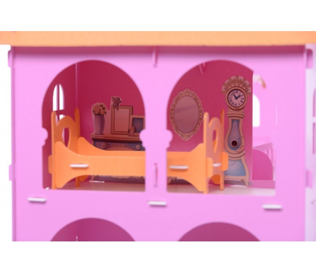 Домик с мебелью для кукол - Замок Джульетты, бело-розовый  