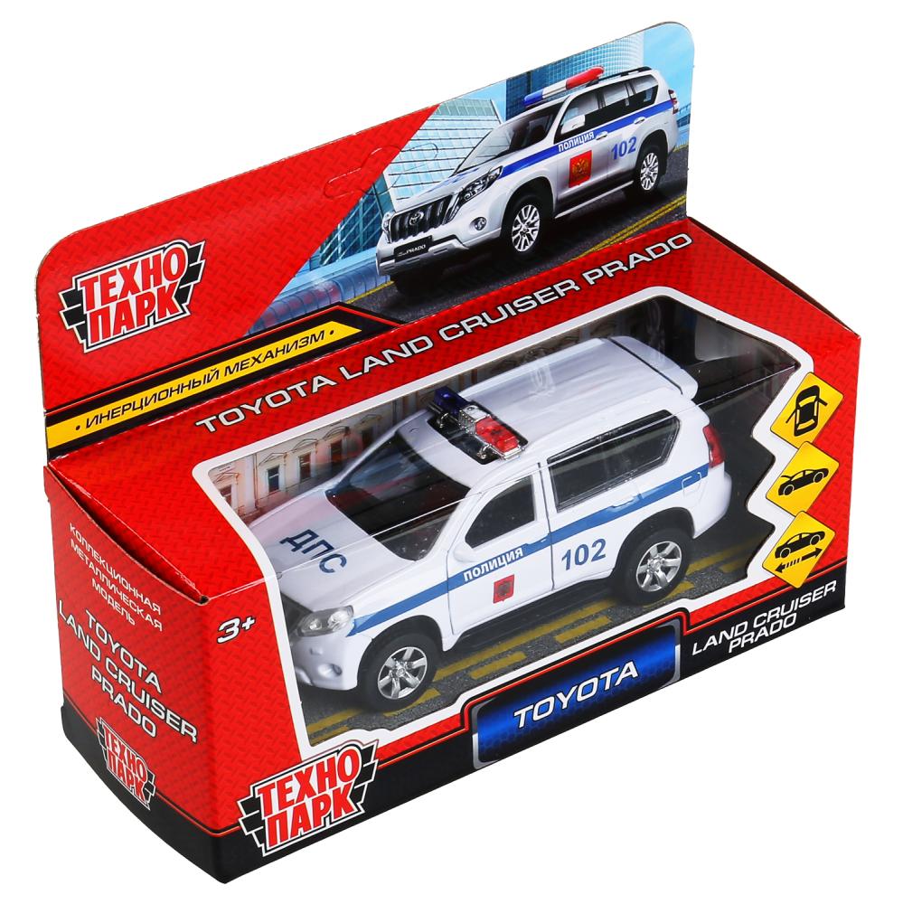 Инерционная металлическая модель - Toyota Prado – Полиция, 12см, цвет белый  