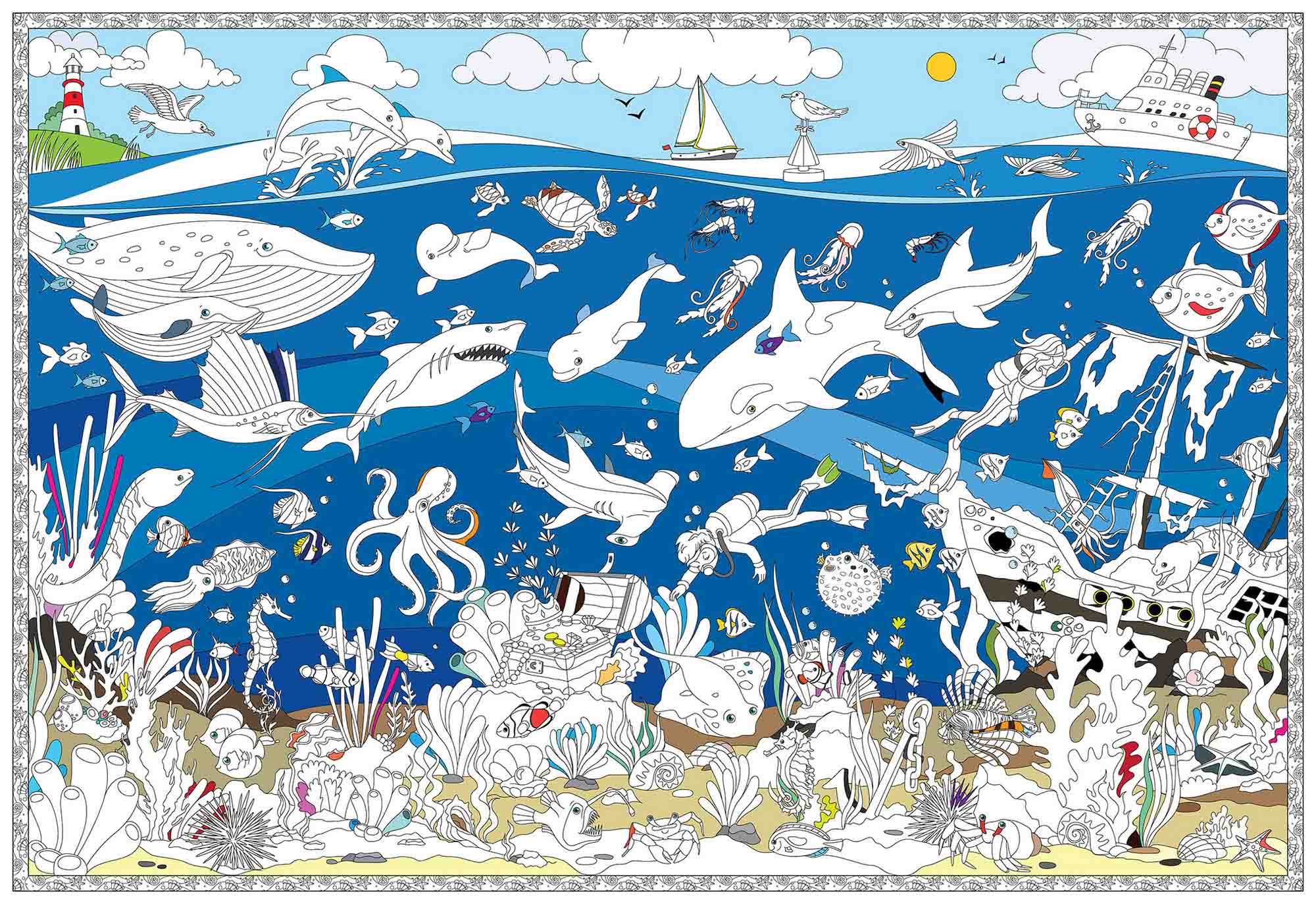 Карта-раскраска - Подводный мир  