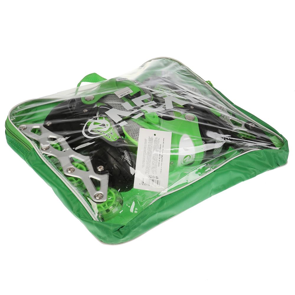 Раздвижные ролики Next со светом размер 34-37 в сумке зеленые  