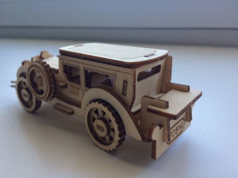 Сборная деревянная mini модель - Транспорт - Ретромобиль-1  