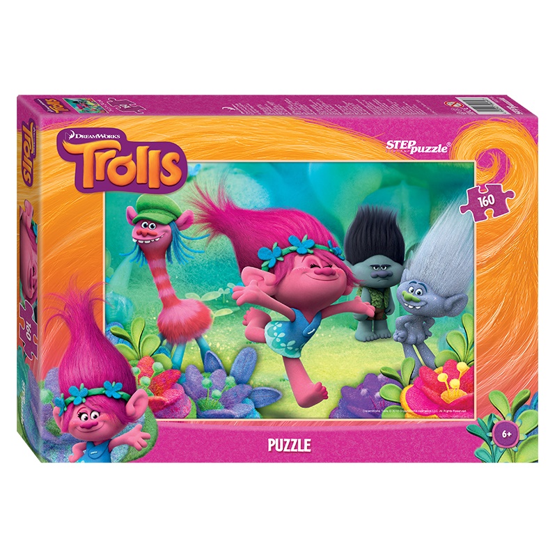 Яркий пазл из серии Trolls, 160 деталей Яркий пазл из серии Trolls, 160 деталейПазлы 100+ элементов<br>Яркий пазл из серии Trolls, 160 деталей<br>