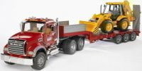 Mack - Прицеп–платформа с колёсным экскаватором–погрузчиком JCB 4CX (Bruder, 02-813) Mack - Прицеп–платформа с колёсным экскаватором–погрузчиком JCB 4CX (Bruder, 02-813)