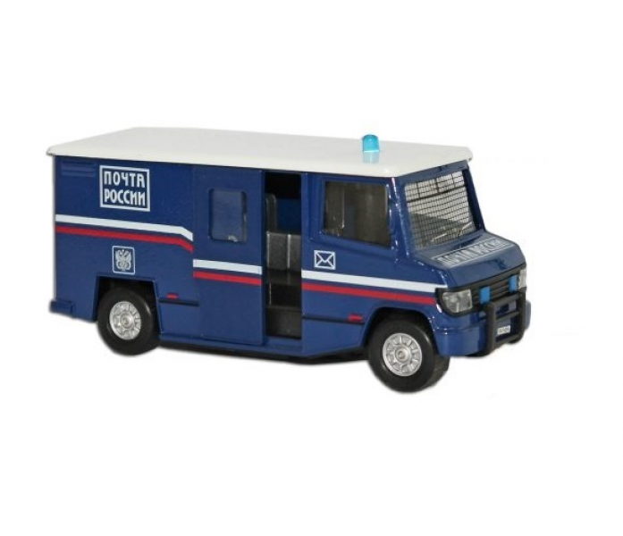 Машина металлическая инерционная - Фургон Почта, свет, звук, открываются двери, 13 см.  