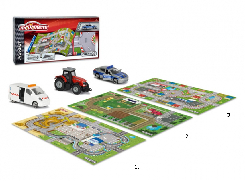 Игровой коврик Creatix нескользящий 96 х 51 см., с машинкой, 3 вида Игровой коврик Creatix нескользящий 96 х 51 см., с машинкой, 3 видаНаборы машинок<br>Игровой коврик Creatix нескользящий 96 х 51 см., с машинкой, 3 вида<br>