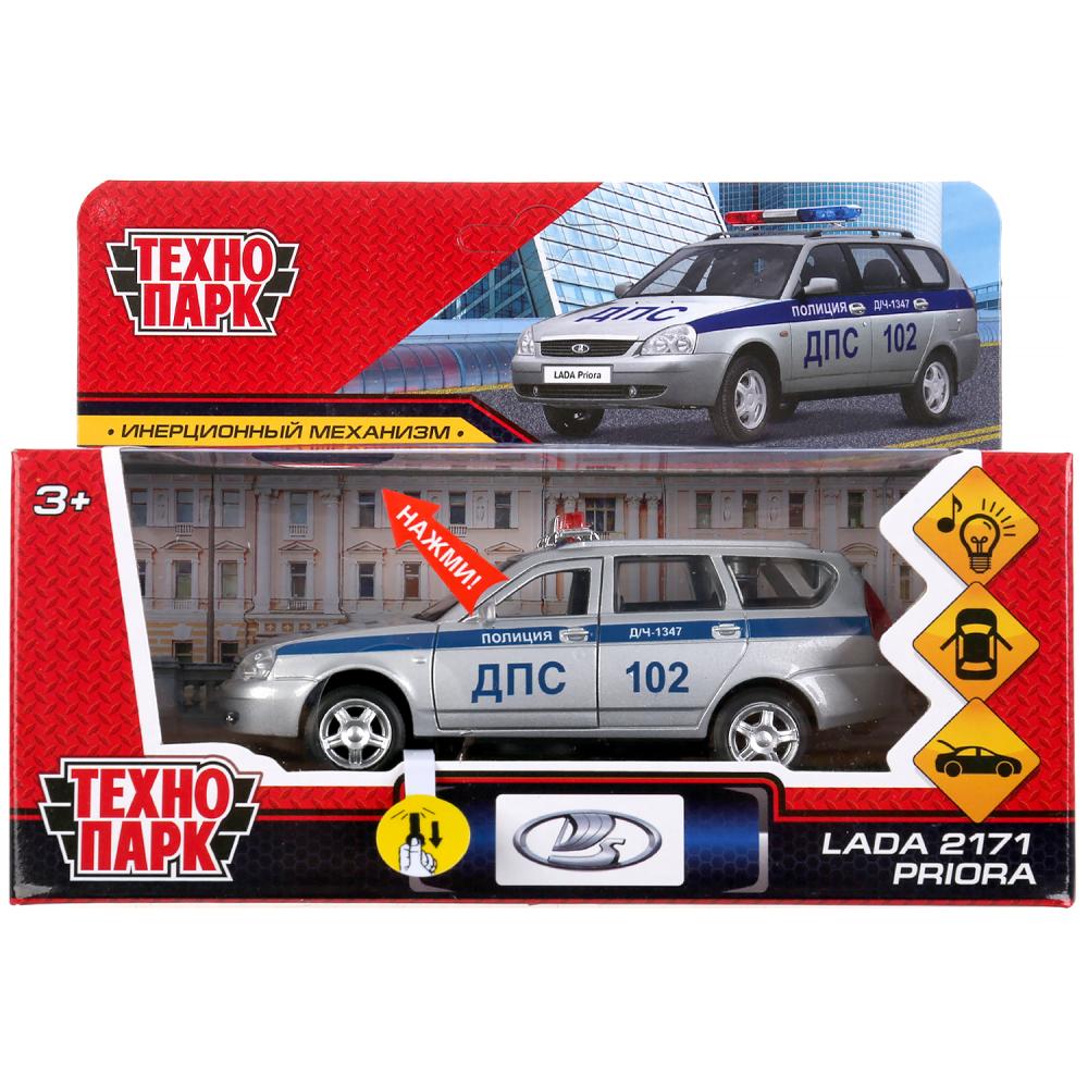 Машина Полиция Lada 2171 Priora 12 см свет-звук двери и багажник открываются металлическая   
