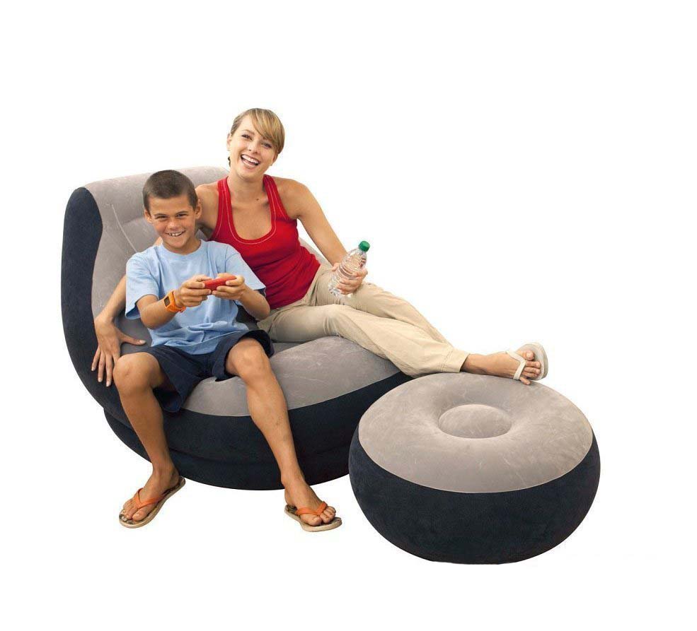 Надувное кресло для отдыха 130 х 99 х 76 см и пуфик 64 х 28 см  