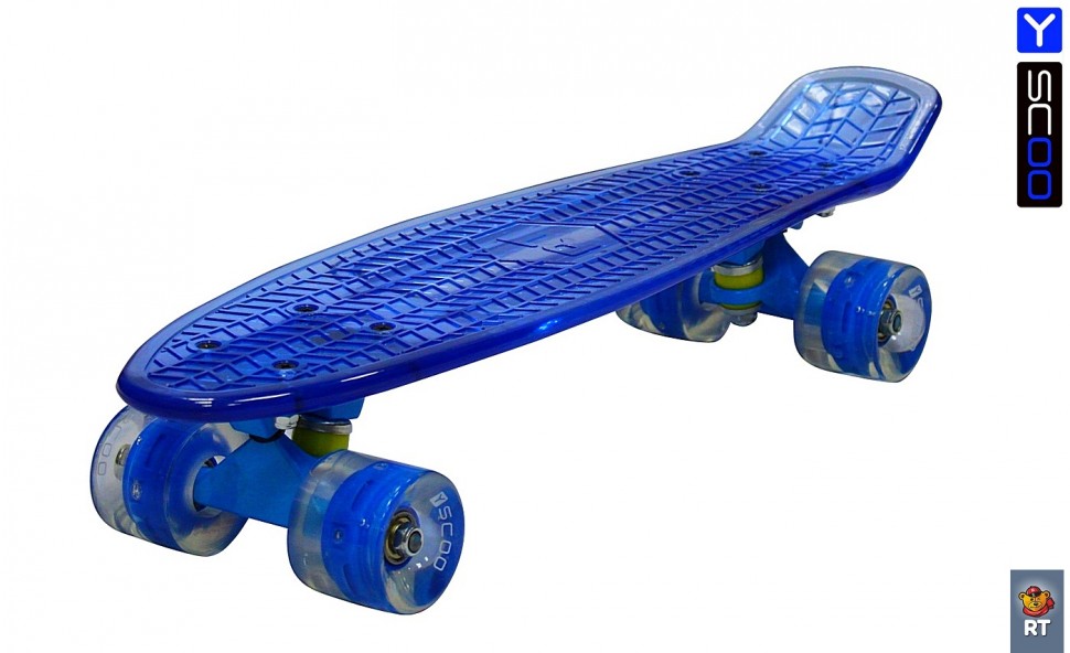 Скейтборд 6-13 Penny board RT 22 Shine blue со светящимися колесами  