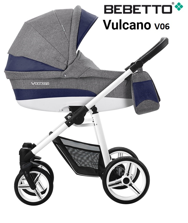 Детская коляска Bebetto Vulcano New 2 в 1, шасси белая/bia V06  