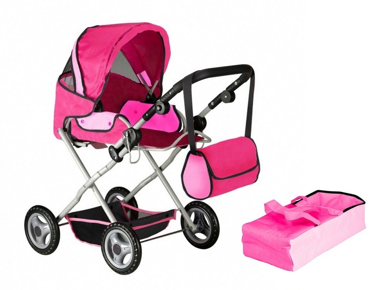 Кукольная коляска, цвет фуксия и розовый  