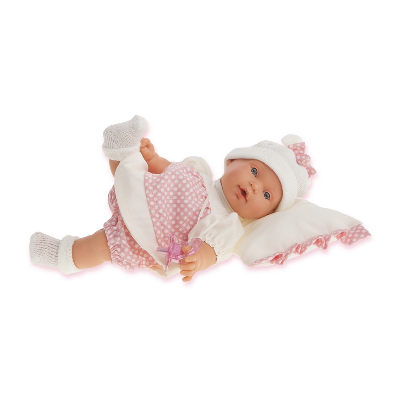 Кукла Ланита на бежевой подушке, 27 см, плачет  