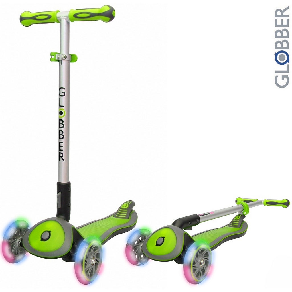 Самокат Globber Elite SL My Free Fold up 445-106 со светящимися колесами, зеленый Самокат Globber Elite SL My Free Fold up 445-106 со светящимися колесами, зеленыйТрехколесные самокаты<br>Самокат Globber Elite SL My Free Fold up 445-106 со светящимися колесами, зеленый<br>