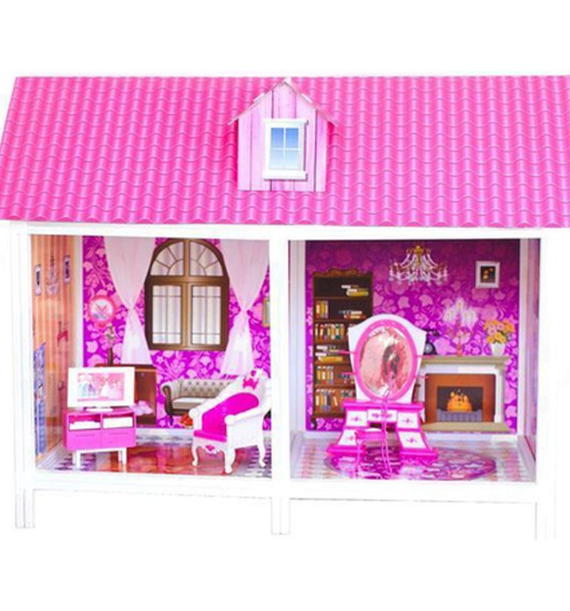 1-этажный кукольный дом - 2 комнаты, мебель, кукла  